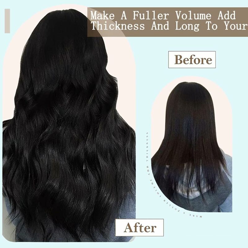 Straight Clip In Hair Extensions Per Set With 120G Double Weft Brazilian Virgin 100% Human Hair 26 Inch Natural Black For Women