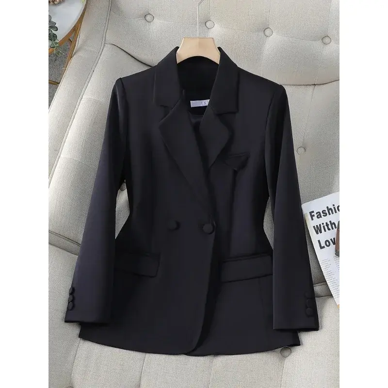 여성용 긴팔 블레이저, 살구색 블랙 다크 브라운, 여성 단색 재킷, 비즈니스 작업복 코트, 가을, 겨울 패션