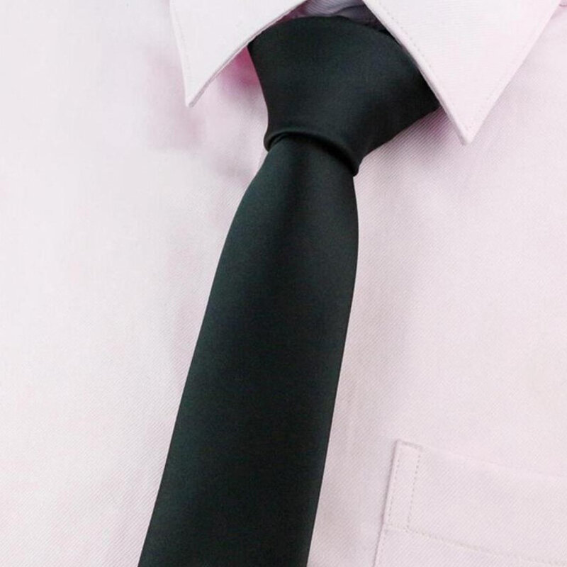 Nero Clip On Men Tie cravatte di sicurezza per le donne cravatta Unisex abbigliamento cravatta funerale portiere Steward cravatta nera opaca per gli studenti