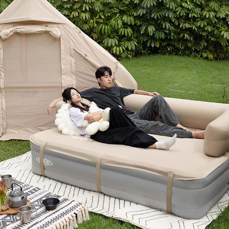 Sofá de aire plegable para acampar al aire libre, bolsa perezosa de tres plazas, silla de salón de liberación romántica de la naturaleza, sofá de playa