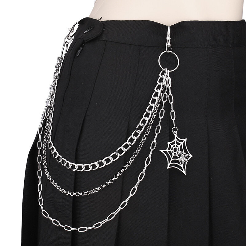Fashion Punk Metal Pants Chain Hip Hop Waist Chain Spider Web Pendant Jeans Chain For Men Women Accessories Gifts