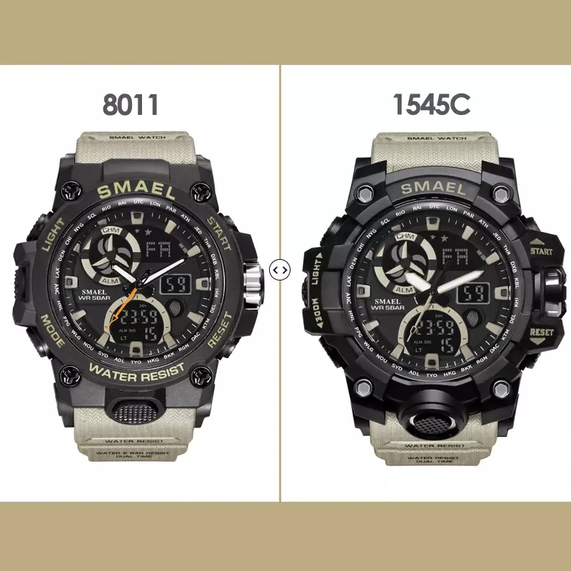 SMAEL Sport Watches Waterproof  Top Brand Luxury Sports Watch Alarm Clock For Male Digital Men's Watch Military Army Wristwatch