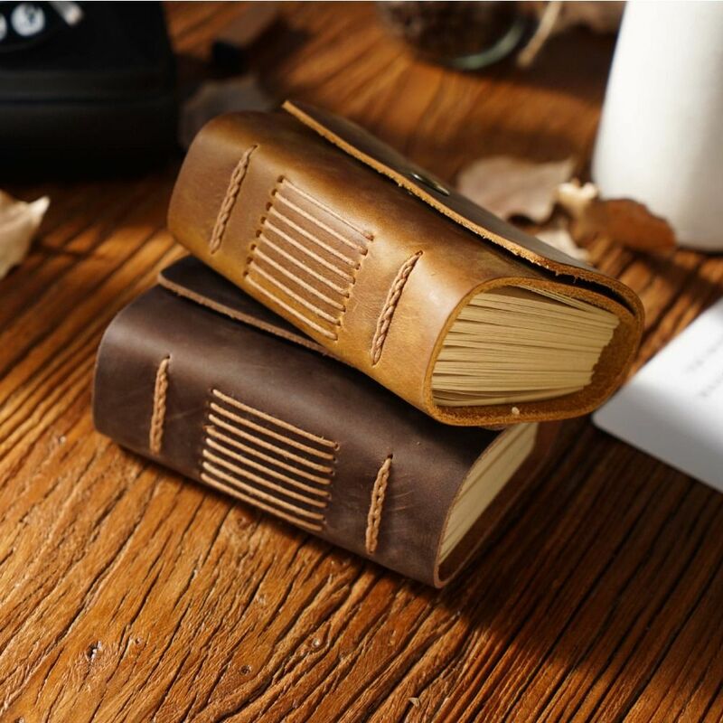 Handmade Cowhide Cover Sketchbook Creative Leather DIY Diary Notebook Writing Traveler Notebook Hand Account