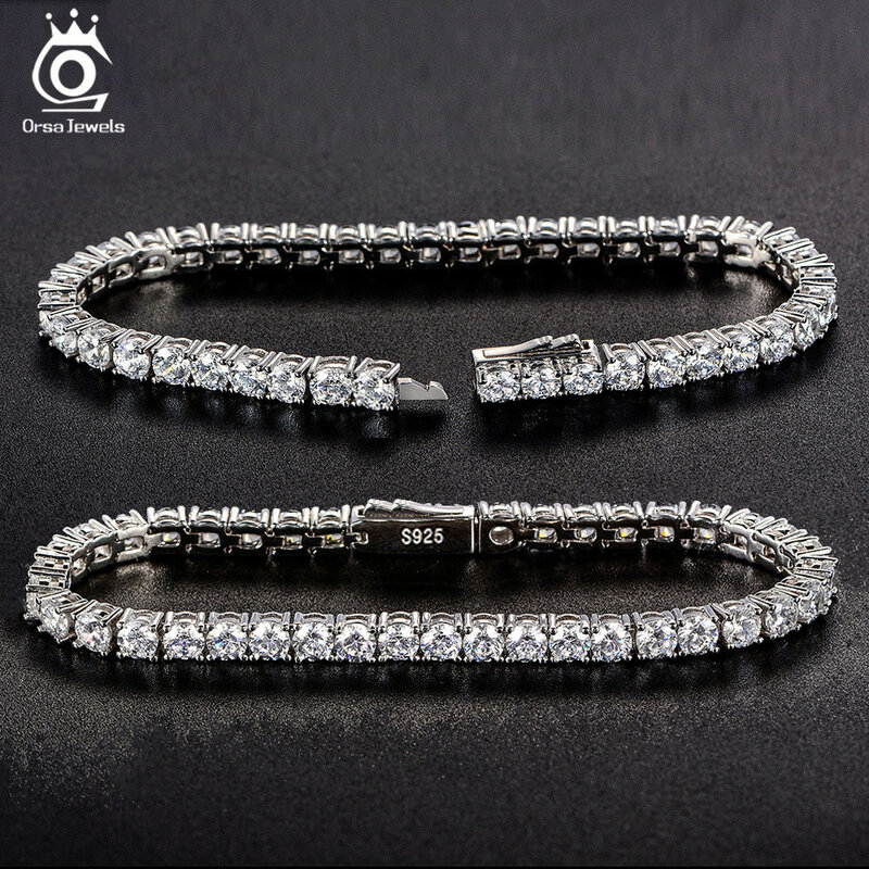 ORSA jewelry – chaîne de Tennis en argent Sterling 925 authentique, Bracelet haut de gamme fait à la main, processus de moulage, pour hommes et femmes, SB128