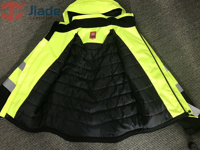 Jiade Men's High Visibility Reflective Coat Work Wear Winter Jacket EN471/ANSI Waterproof Winter Jacket  free shipping