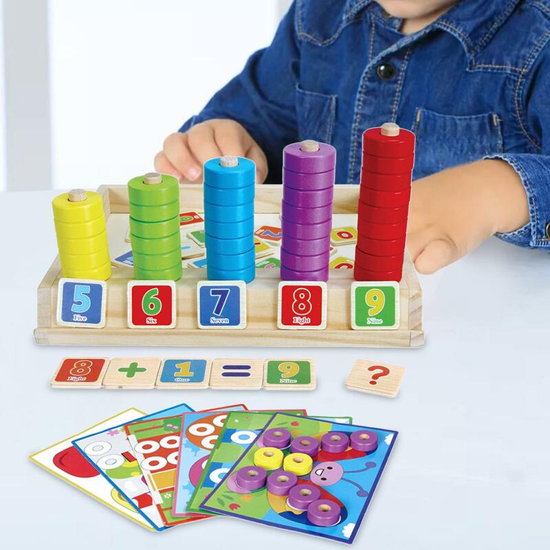 モンテッソーリ数学操作玩具、木製の掛け布団、早期学習玩具、数字、子供、幼児のカウントブロック