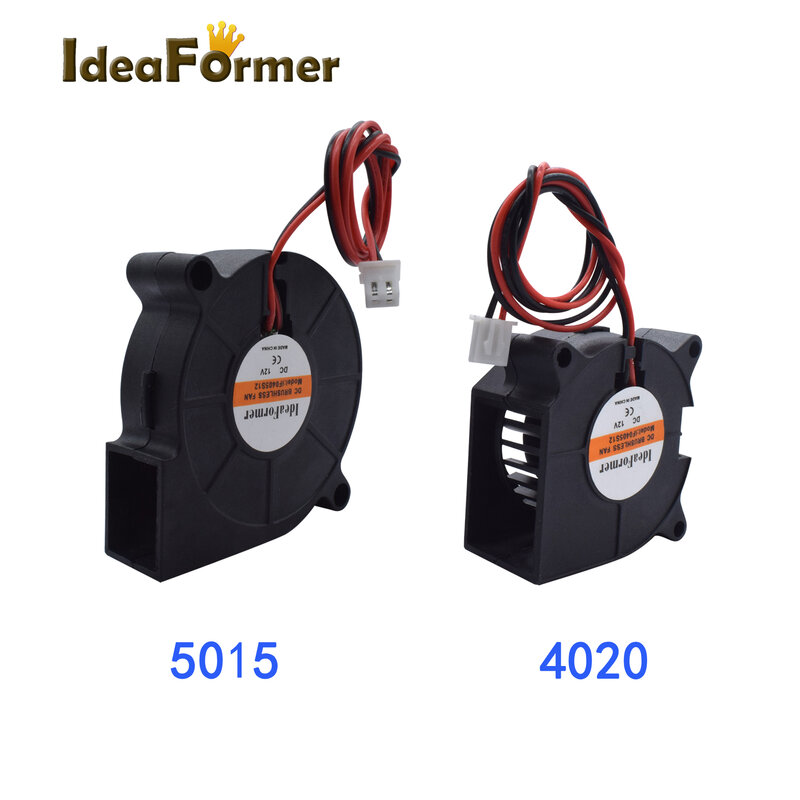 Ventilador de refrigeração DC para impressora 3D, ventilador centrífugo, sem escova, 2 fios, acessórios, 3010, 4010, 5015, 5010, 5V, 12V, 24V