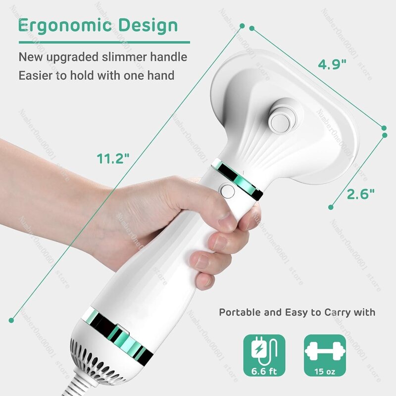Pet Hair Dryer with Slicker Brush 3 Heat Settings One-Button Hair Removal Portable Dog Blower for Cleaning Grooming Furry Drying