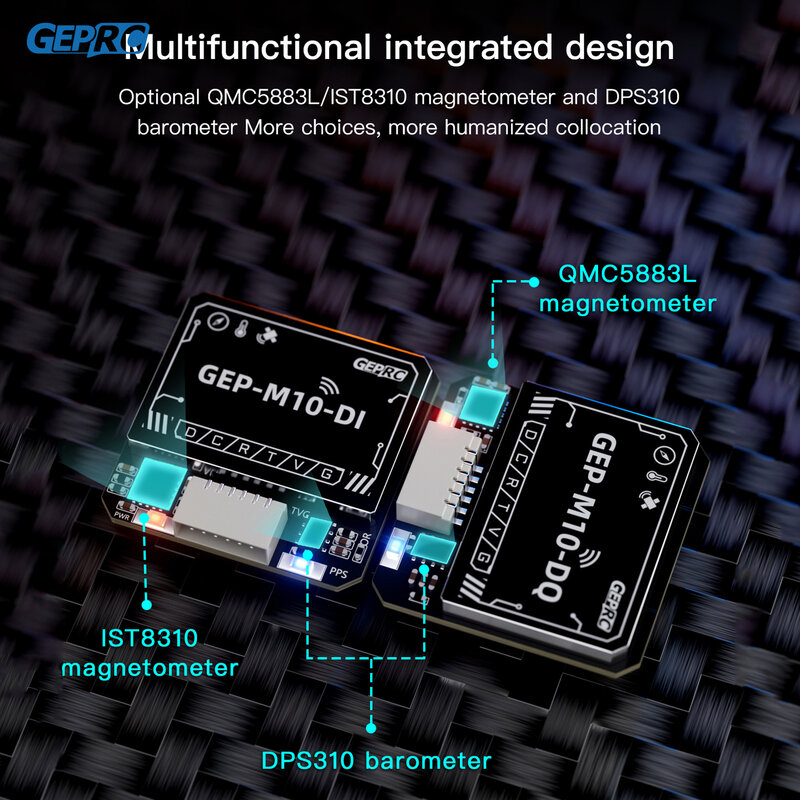 Chip Flash integrato GPS serie GEPRC GEP-M10 QMC5883L magnetometro DPS310 barometro condensatore accurato e Farad per Drone FPV