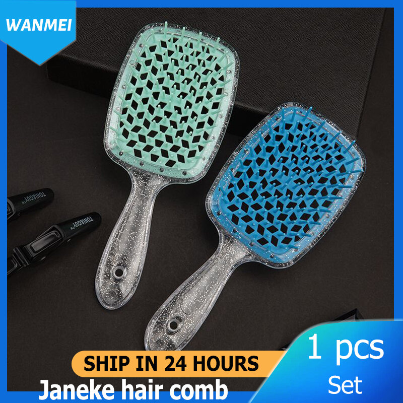 Janeke-plástico oco-out pente para massagem do couro cabeludo, escova de cabelo para salão, escova de cabelo, original