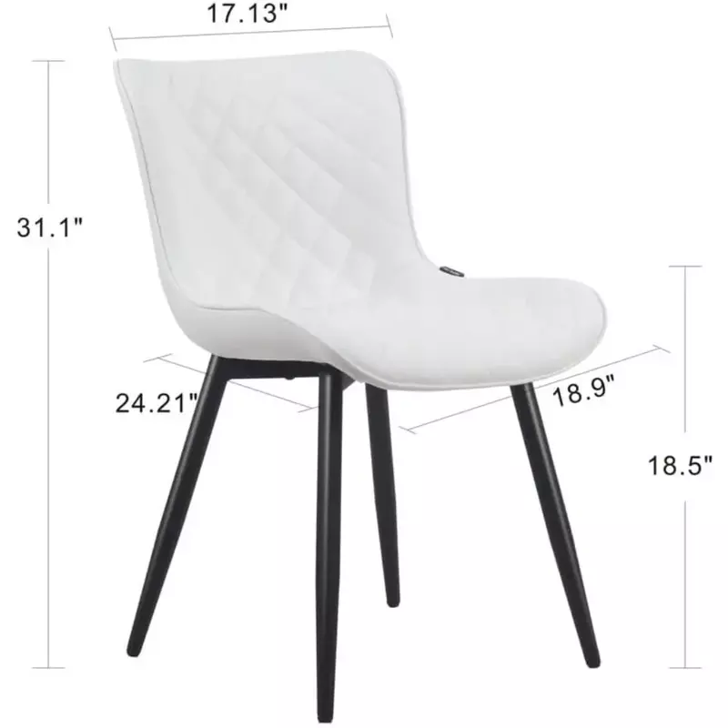 Sedie da pranzo bianche sedie moderne imbottite per sala da pranzo sedie senza braccioli in pelle Set di 2 per sedia da camera da letto da cucina per soggiorno