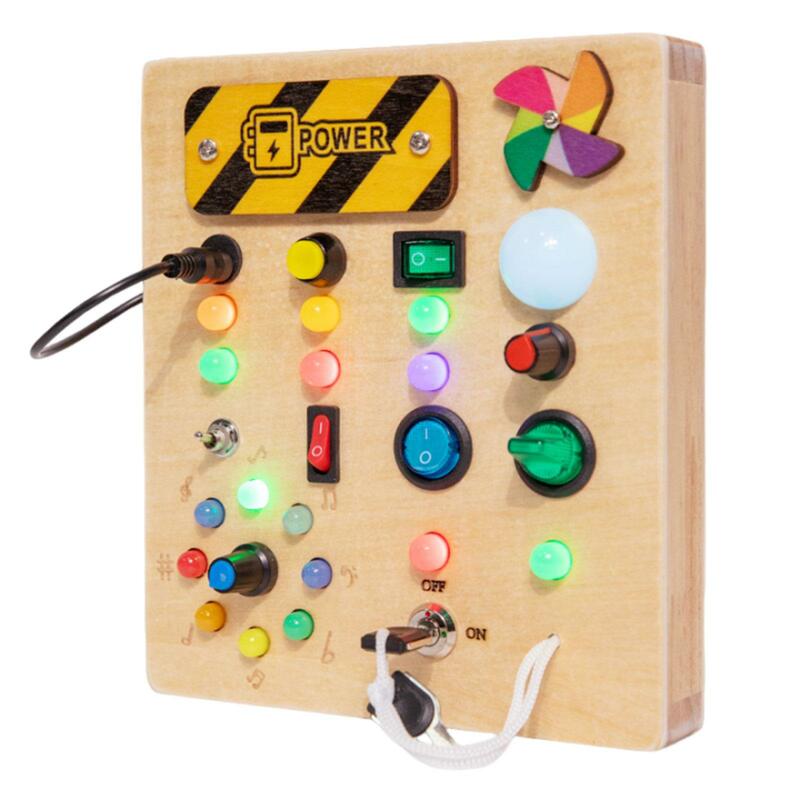 Lights Switch Busy Board Montessori Toy Cognition Game Travel Toy Basic Motor Skills for Boys Girls Toddlers Birthday Gifts