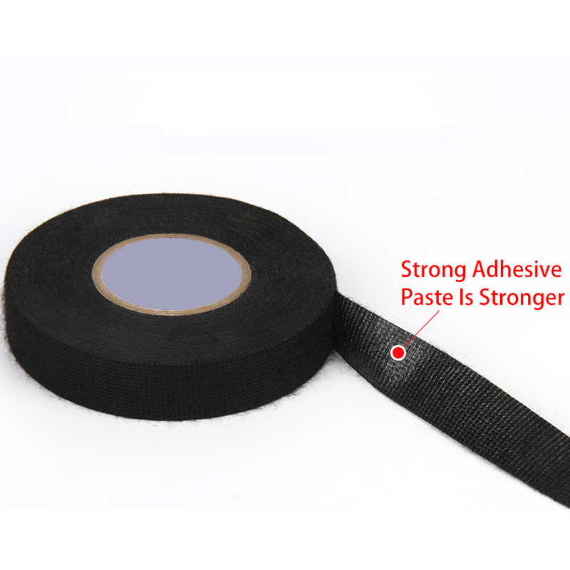 15M Heat-resistant Adhesive Cloth Fabric Tape For Car Auto Cable Harness Wiring Loom Protection Mute To Eliminate Abnormal Noise