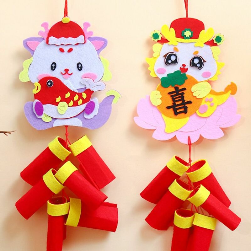 Maroon Chinese Style Decoration Pendant Dragon Pattern Crafts New Year Educational Toys DIY Toy Layout Props