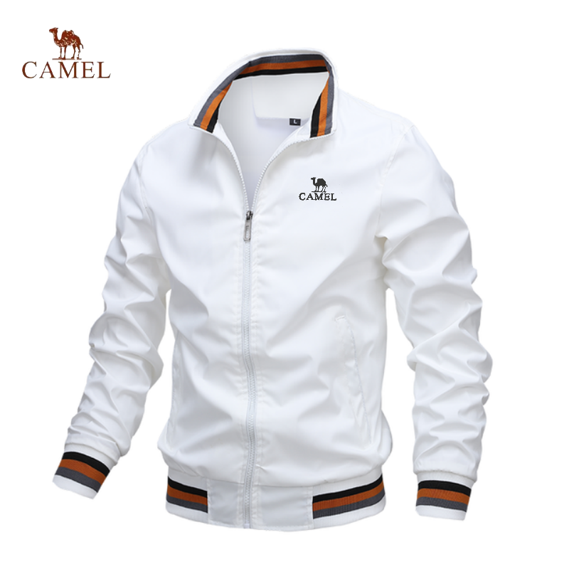 Men's zipper embroidered camel jacket, high-quality assault jacket for business, leisure, outdoor sports, and seasonal use