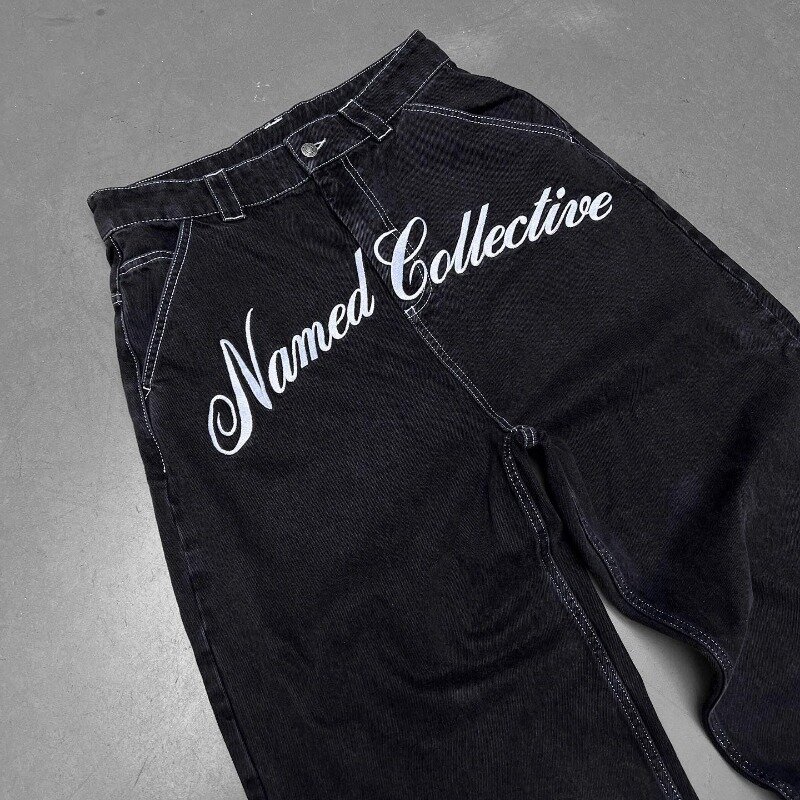 Джинсы Y2K мужские/женские в стиле хип-хоп, винтажные брюки с рисунком девушек, уличная одежда, самая большая модная одежда, джинсы с широкими штанинами