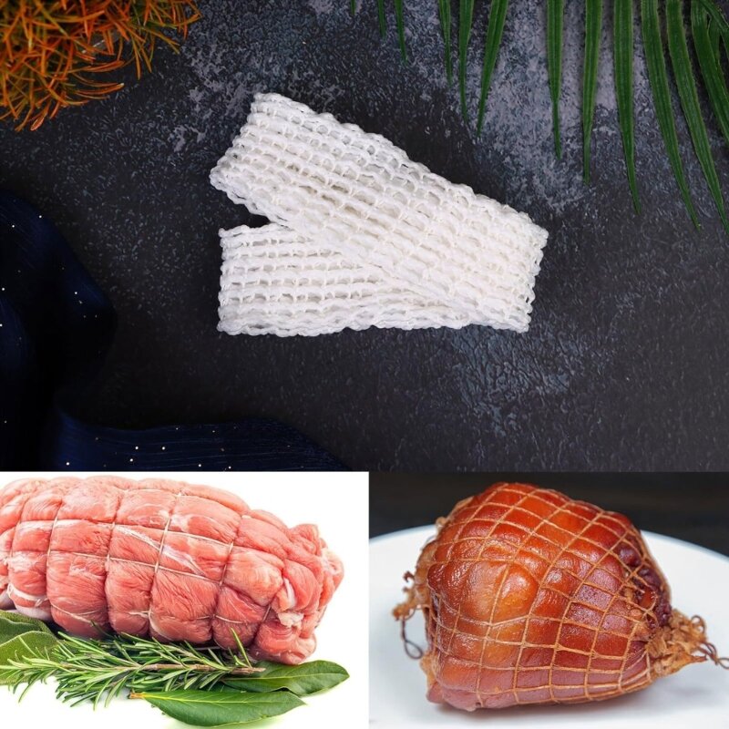 4 팩 내구성 고기 그물 사용하기 쉬운 고기 바인딩 스트랩 음식 밧줄 그물 내구성