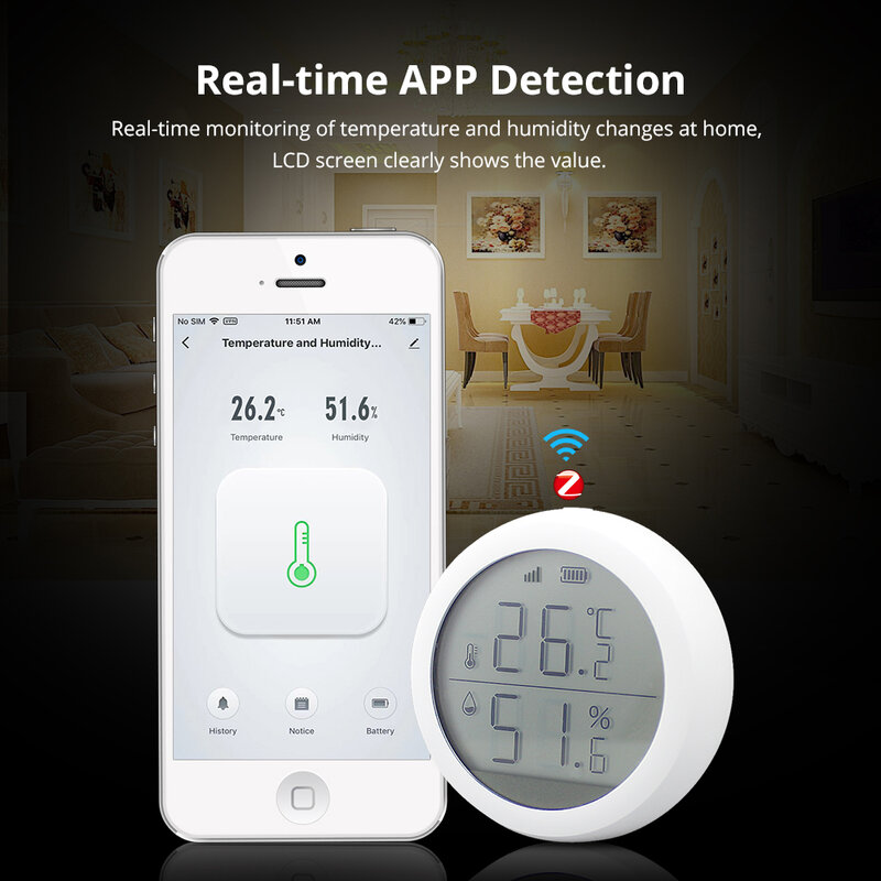 Tuya Zigbee-Sensor inteligente de temperatura y humedad para interiores, higrómetro con WiFi, Detector de termómetro, funciona con Alexa y Google Home