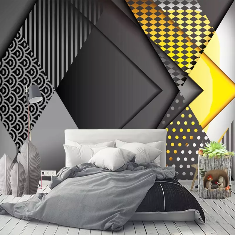 Foto Kustom Wallpaper 3D Kepribadian Pola Geometri Ruang Tamu TV Latar Belakang Dinding Dekorasi Mural Modern Papel De Parede 3D