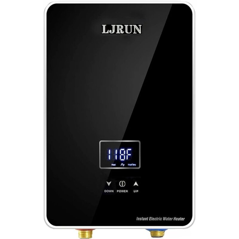 LJRUN Instant Electric Water Heater 240V, 6kW Tankless Water Heater for Kitchen Bathroom with Self Modulating Technology.(Black)