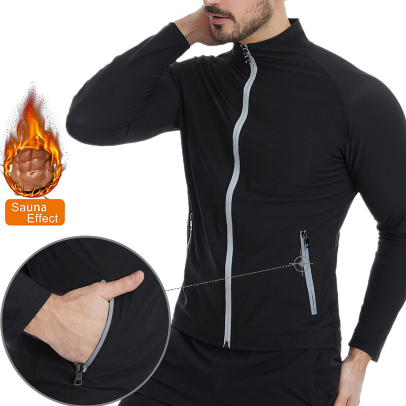 Reducing Girdle Men Sweat Suit Sauna Slimming Sheath Flat Belly Male Fat Burning Body Shaper Weight Loss Tops Long Sleeve Jacket