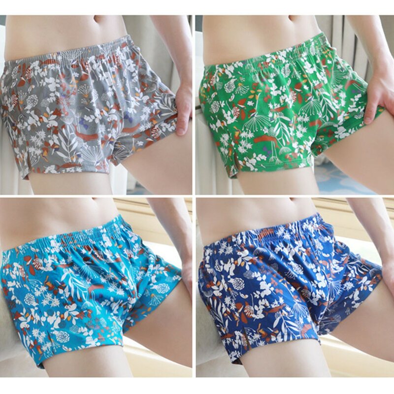 Men Boxers Loose Underpants Sexy Low Rise Briefs Cotton Underwear Breathable Hip-lifting Comfy Bottom Shorts Pants Nightwear New
