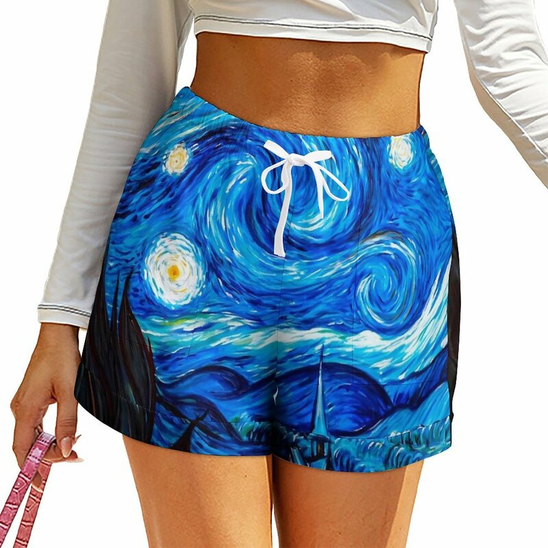 Pantaloncini da notte stellati classici da donna Vincent Van Gogh Street Style pantaloncini stampati vita elastica pantaloni corti oversize pantaloni da spiaggia