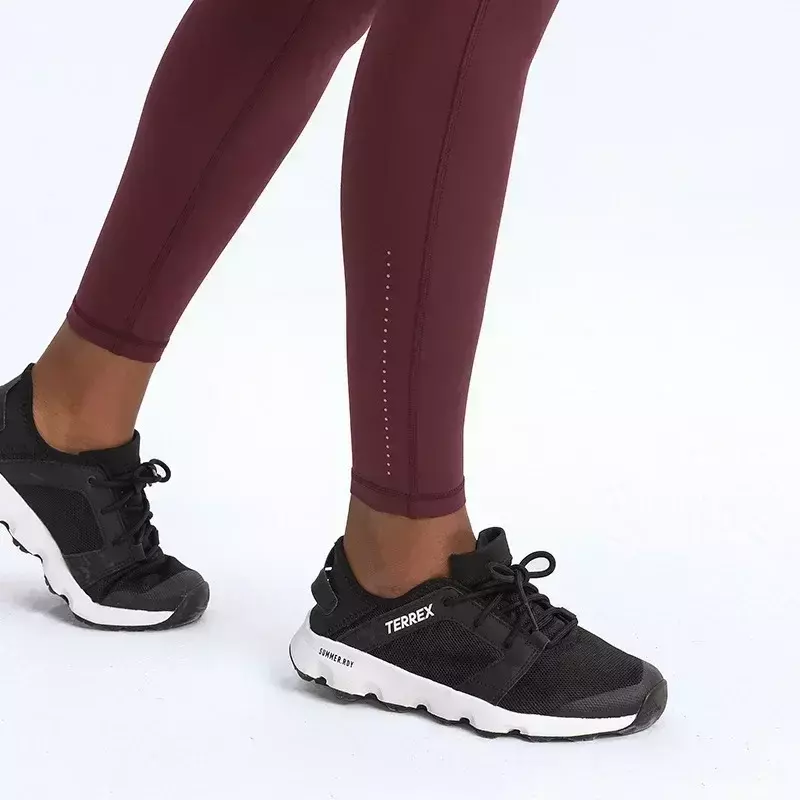 กางเกงรัดรูปเอวสูงสำหรับผู้หญิงผ้าเลม่อนเอวสูงมีความยืดหยุ่นมีหลายกระเป๋ากางเกงโยคะฟรีไซส์25 "กางเกงวิ่งสีข้อเท้า