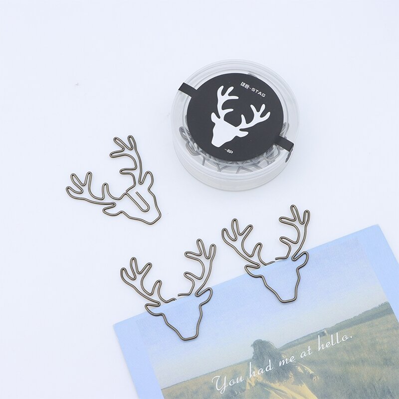 Christmas Deer Paper Clip Sika Deer Shape Office Supplies Cute Paper Clips Decorative Office Table Accessories Clipe De Papel