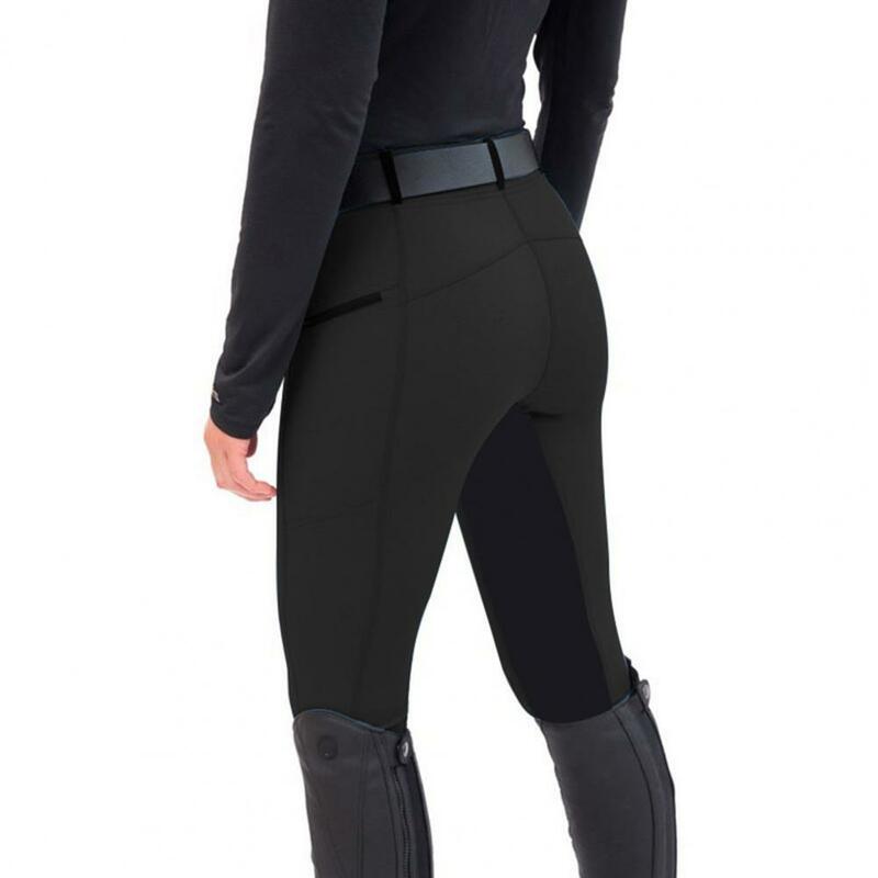 Frauen Reithose Farbe passend hohe Taille elastischen Bund Reit hosen Slim Fit elastische Reiß verschluss taschen Hose
