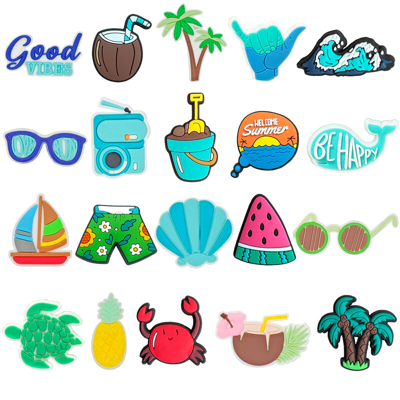 PVC Summer Beach Shoe Charms, Pin para Croc Acessórios, Pulseira Pulseira, Decoração DIY, Meninas, Presentes do partido das mulheres, Venda quente
