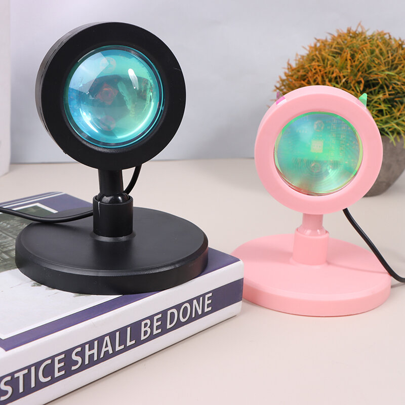 1Pc Mini USB Sunset Lamp Led Projector Night Light 16 Colors Switch Atmosphere Home Bedroom Background Wall Decoration Gift