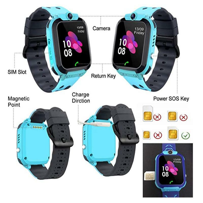 Kids Smart Watch LBS SOS Location SIM Card Waterproof Multifunctional 1.44 Inch HD Touch Screen Camera Voice Chat Smartwatch