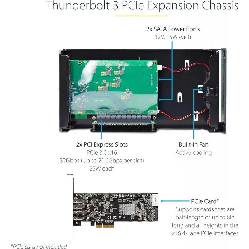 StarTech.com Thunderbolt 3 PCIE-Erweiterungs gehäuse, externes Gehäuse mit Dual-PCI-Express-Steckplätzen, PCIE-Box für Laptops/Desktops/Al