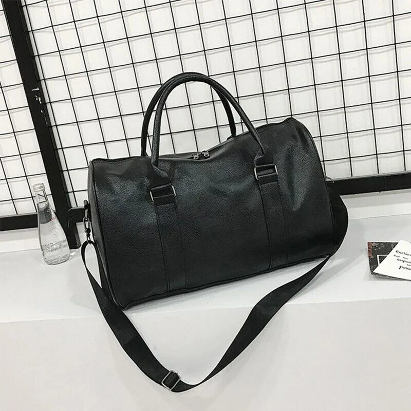 Fashion PU Leather Luggage Bag Large Travel Clothes Storage Bags Zipper Lady Weekend Bag Business Duffle Bag Shoulder Unisex