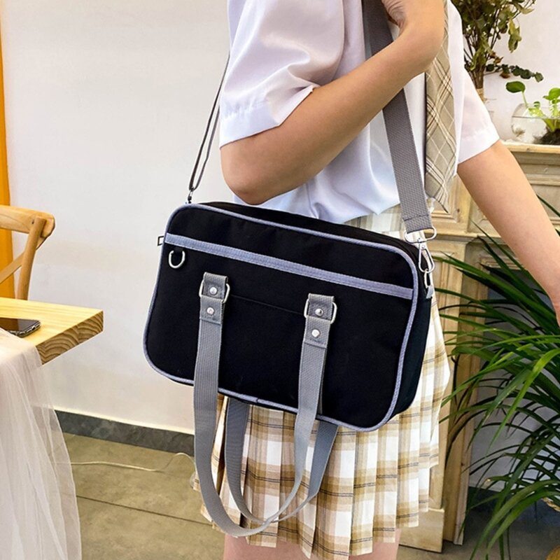حقيبة مدرسية يابانية لطالب المدرسة الثانوية JK حقيبة يد نسائية لطيفة باللون الأزرق الداكن