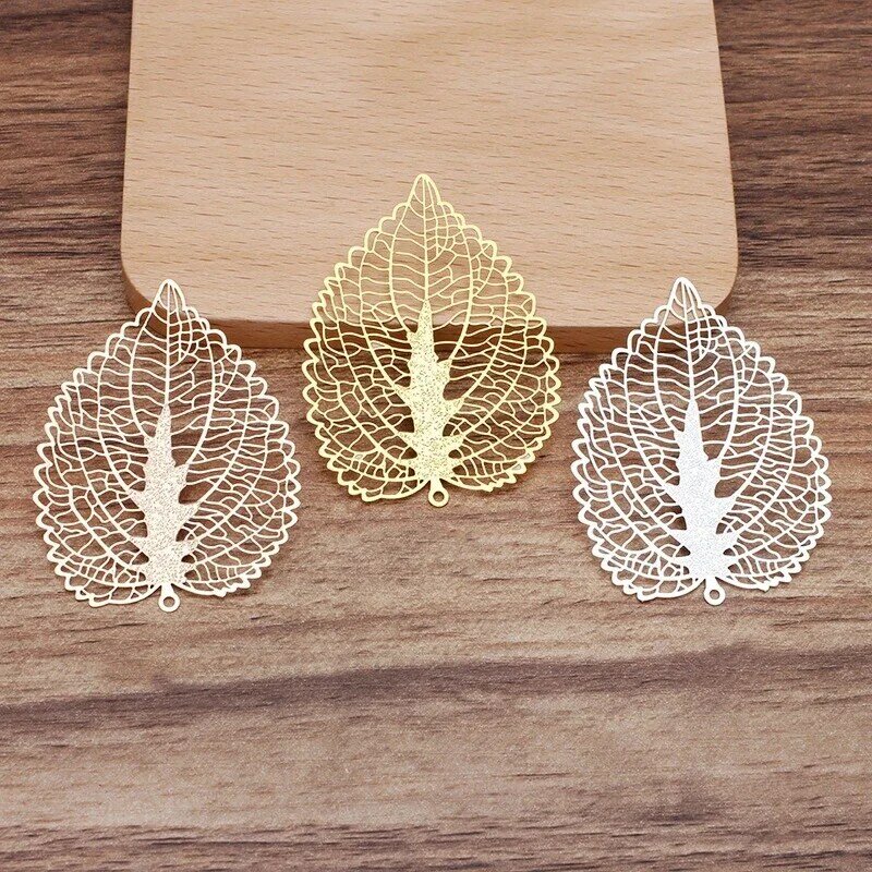 BoYuTe (10 Pieces/Lot) 41*56MM Filigree Leaf Pendant Materials Handmade Diy Jewelry Accessories