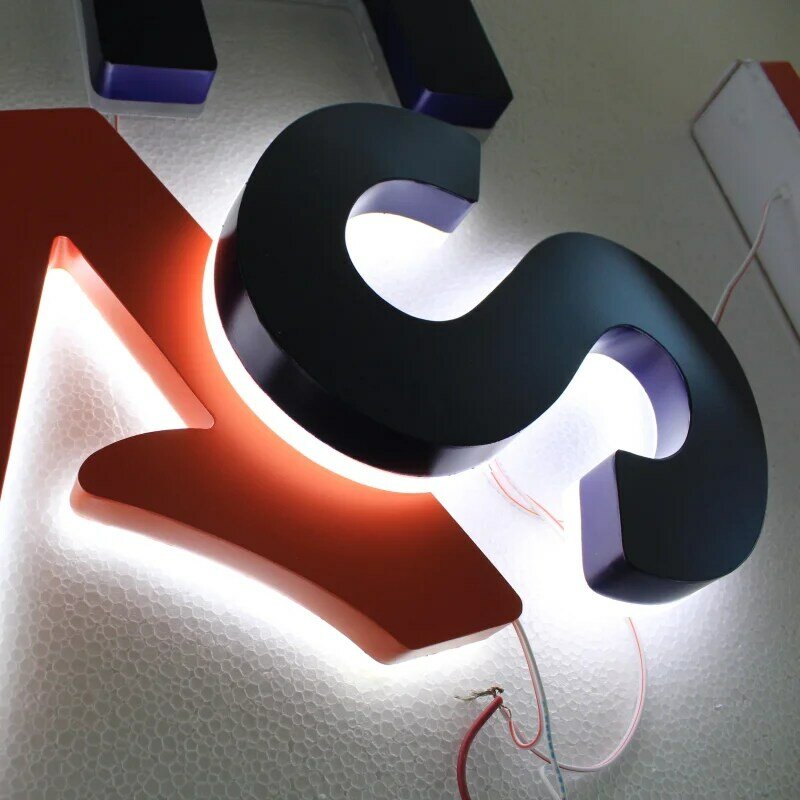 ทำจากสแตนเลสสตีล LED ตัวอักษรภายใน Illuminated ธุรกิจโลโก้ป้าย