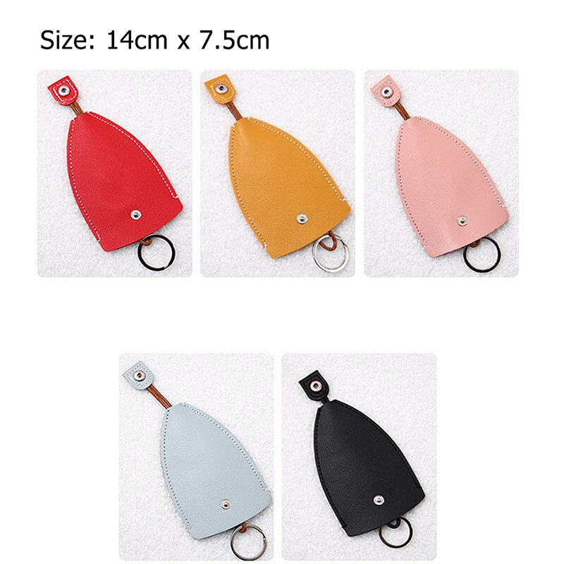 Cute Protector Car Key Fob With Holder Hook Creative Pull-Out Key Case Cover Leather Large-Capacity Key Sleeve Keychain Bags