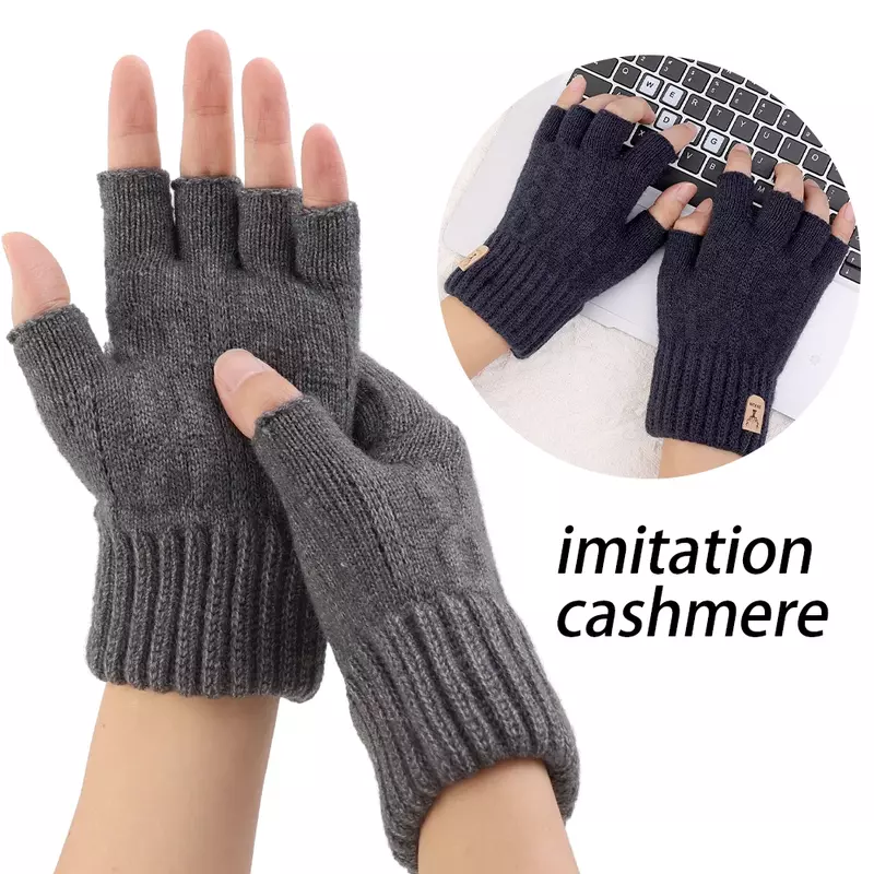 New Cashmere Gloves Winter Warm Five Finger Mittens Touchable Men Office Outdoors Cycling Motorcycle Cold-proof Fingering Glove