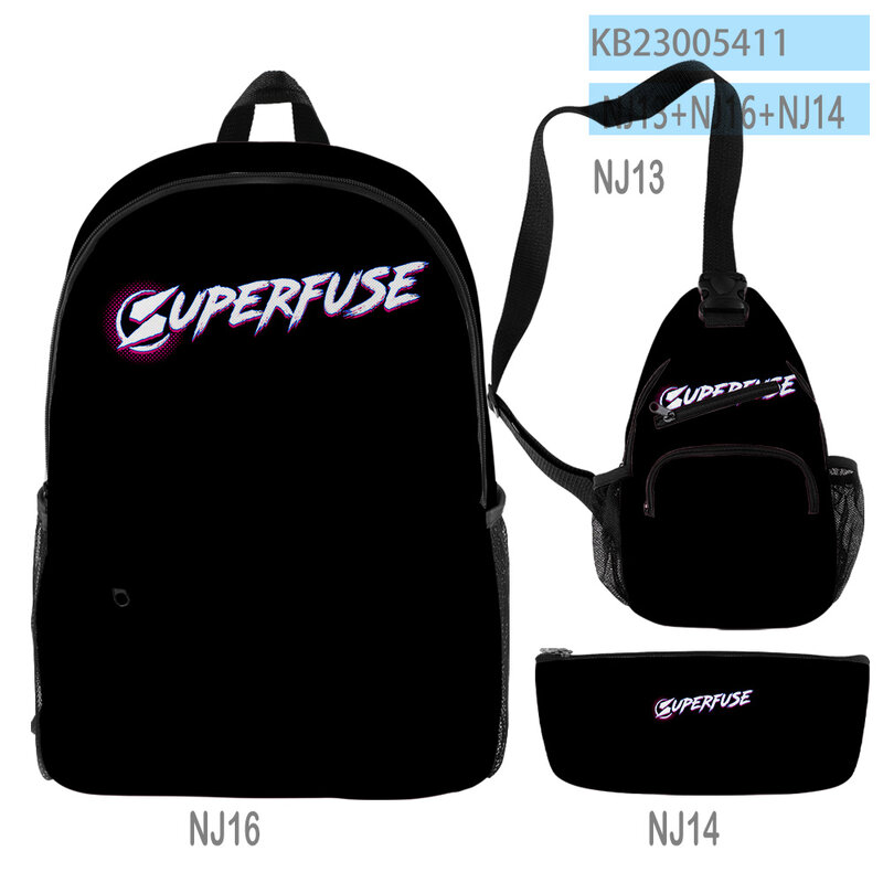 Supermuse-mochilas de juego ARPG Unisex, Juego de 3 piezas con cremallera, bolsa de viaje, 2023 nuevos juegos, bolsa escolar para estudiantes