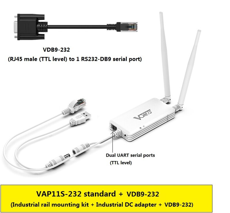 VONETS 와이파이 직렬 포트 서버, 와이파이 브리지 리피터, 무선 라우터, 의료 기기 VAP11S-232 와이파이 핫스팟 신호 확장기