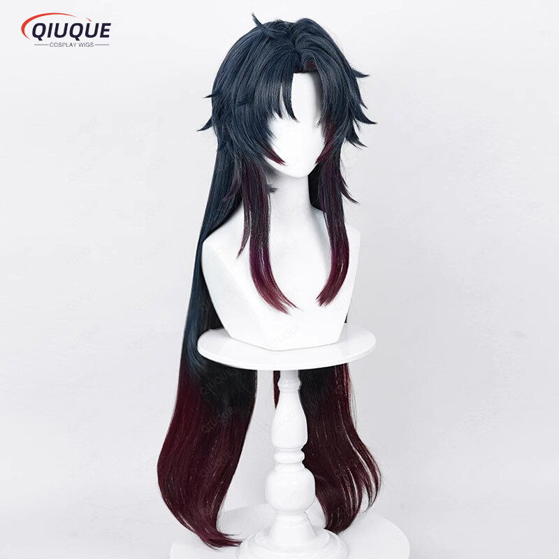 Game Honkai Star Rail Blade Cosplay Wig Long Dark Blue Gradient Dark Red Heat Resistant Hair Synthetic Cosplay Wig + Wig Cap