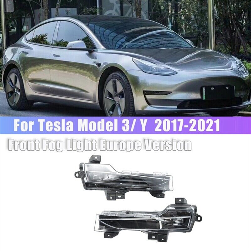 Luz de nevoeiro dianteira do carro para Tesla, lâmpada de condução LED DRL, versão europeia, sem âmbar, esquerda e direita, modelo 3 Y, 2017-2023