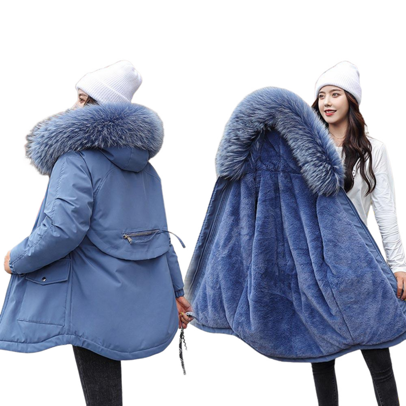 女性の冬のジャケット,厚手の暖かい冬のコート,カジュアルなパーカー,冬の毛皮の裏地,パーカー,コート