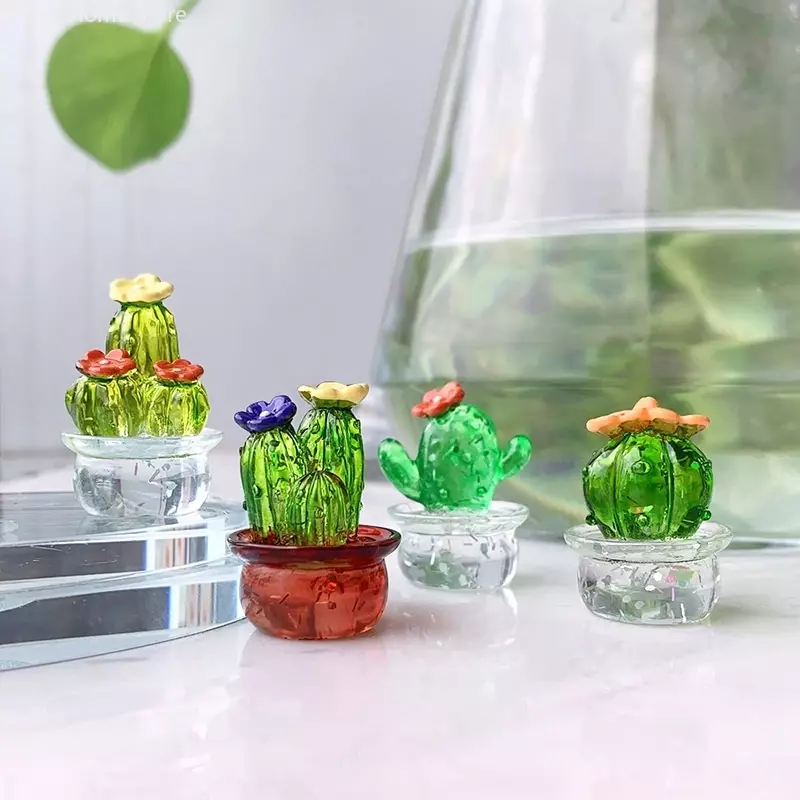 Mini kaktus figurki ozdoby rzeźby i figurki wystrój Bonsai kaktusa ozdoba na biurko do dekoracji domu i samochodu