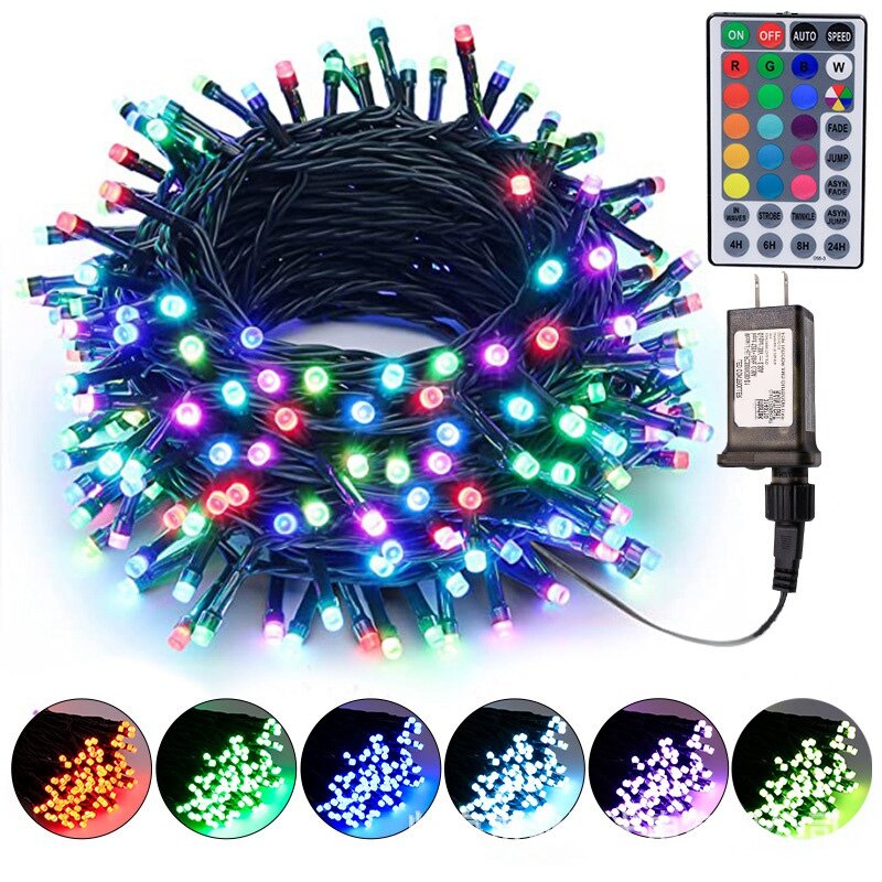 Colorful Remote Control LED Lights Portable Waterproof Halloween Christmas Lights Tree Lights With US Plug Easy Install