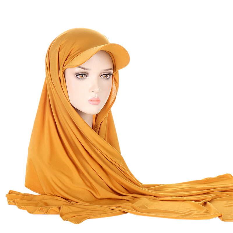 2024 Musilm donna Jersey Hijab con Base Ball Cap cappello sportivo estivo con sciarpa in Jersey pronto da indossare Jersey Sport Hijab istantaneo
