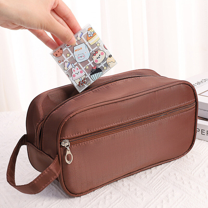 Borse per cosmetici per le donne borsa per il trucco in Nylon semplice borsa per il trucco da viaggio Organizer per articoli da toeletta borsa per il trucco coreana