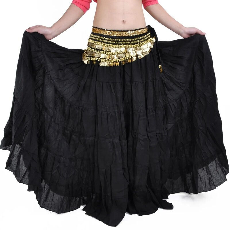 Bohemian Skirt Tribal Dance Skirt Belly Dance Swing Skirt Costume Ethnic Style (No Belt) Stage Performance Dance Accessories